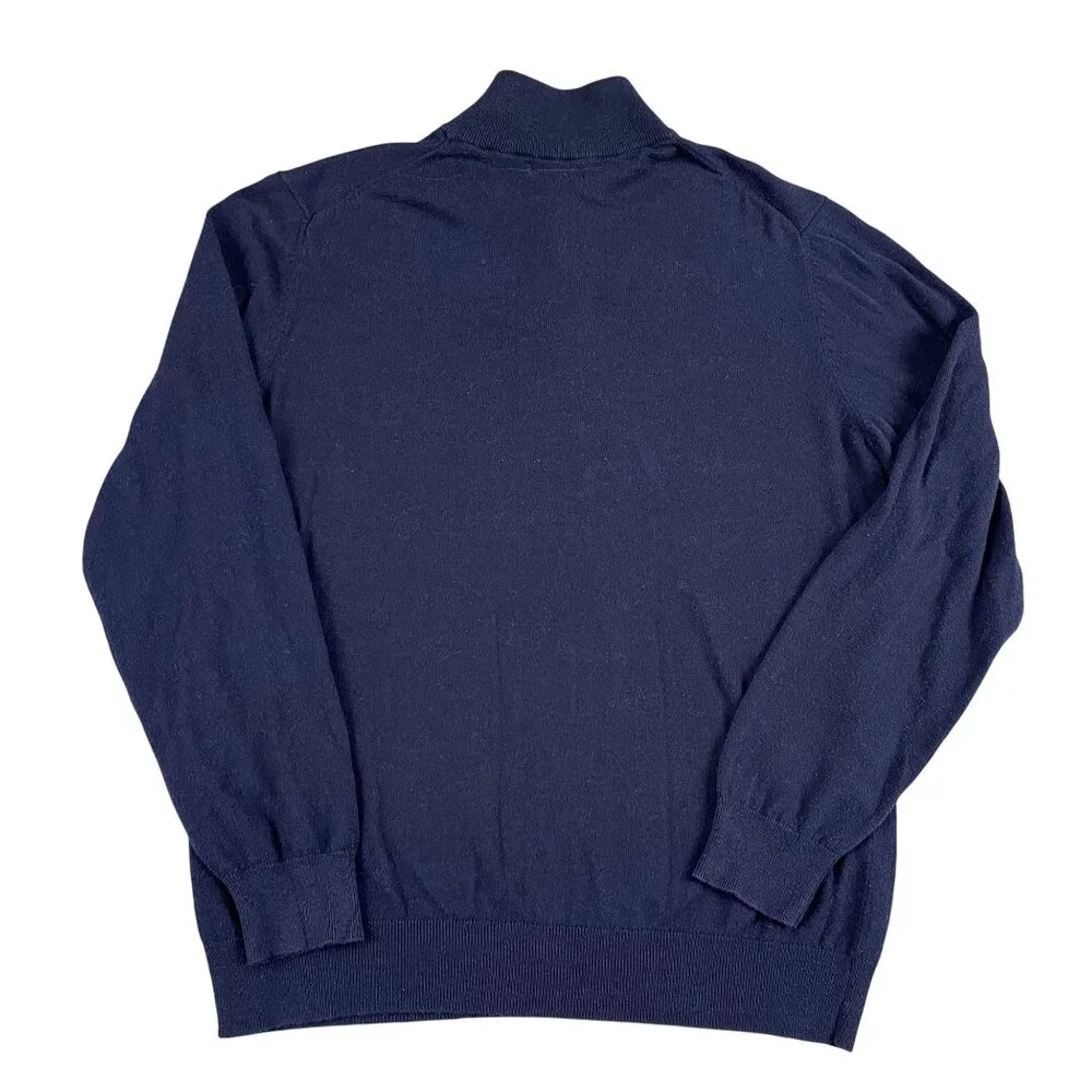 Daniel Hechter Paris Cotton & Cashmere 1/4 Zip Pullover Blue Sweater Sz Large